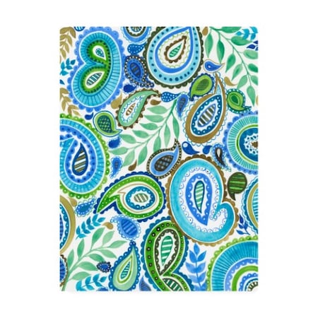 Regina Moore 'Blue And Green Paisley Ii' Canvas Art,14x19